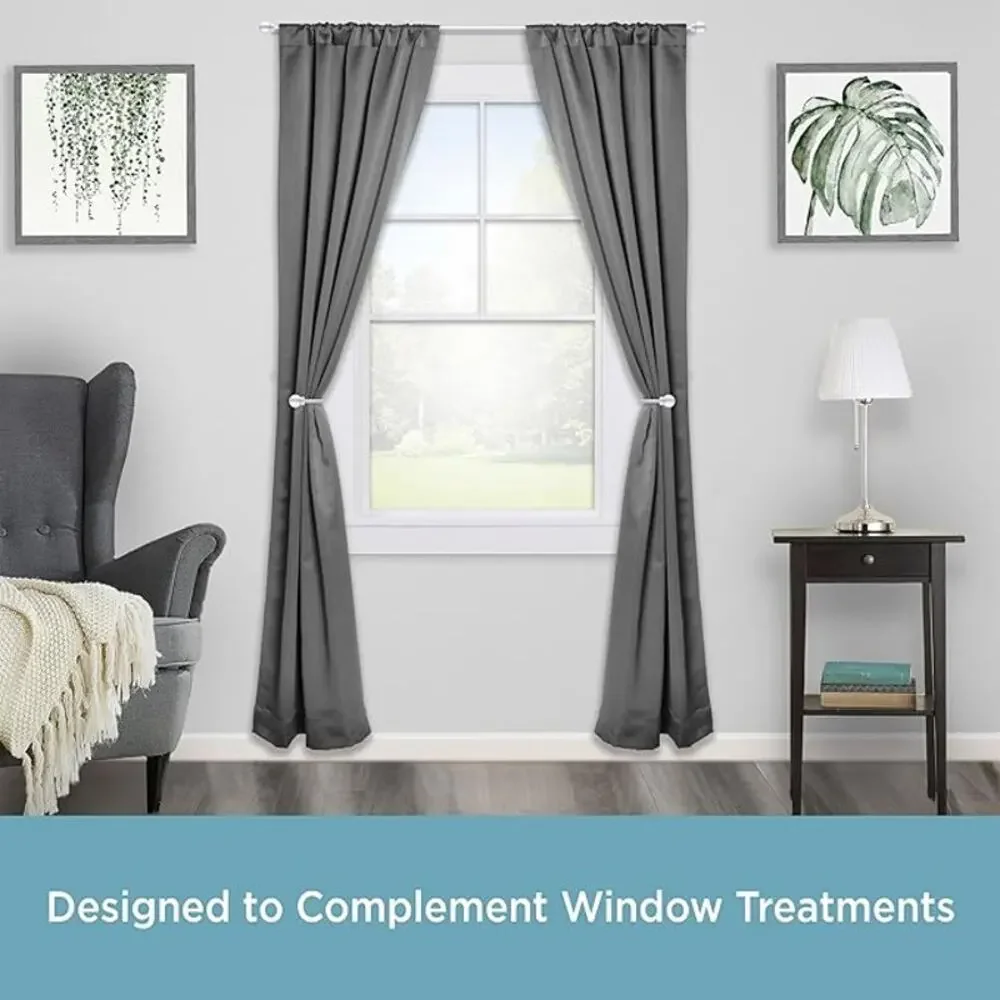 Kenney Chelsea Ball End Decorative Curtain Holdback Set Satin Nickel 2 Piece